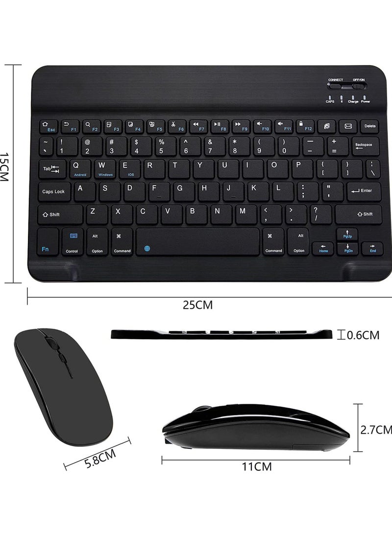 Ultra-Slim Bluetooth Keyboard and Mouse Combo Rechargeable Portable Wireless Keyboard Mouse Set for Apple iPad iPhone iOS 13 and Above Samsung Tablet Phone Smartphone Android Windows