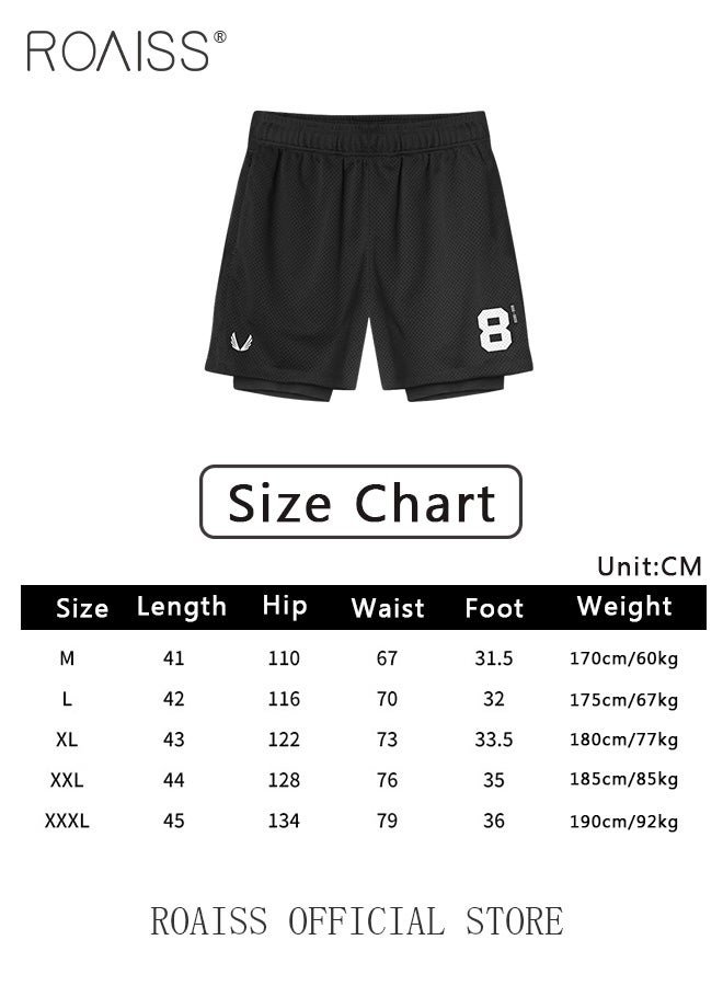 Men Functional Sports Fitness Pants Double Layer Skin Friendly Fabric Breathable Wear Resistant Quick Drying Material Training Pants Lined with Pockets