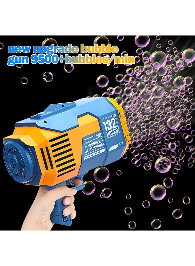 Bubble Gun, Upgraded 132-hole Bubble Machine Gun with Color Light, Bazooka Bubble Machine, Suitable for Children Adults, Indoor and Outdoor Birthday Wedding Party Events