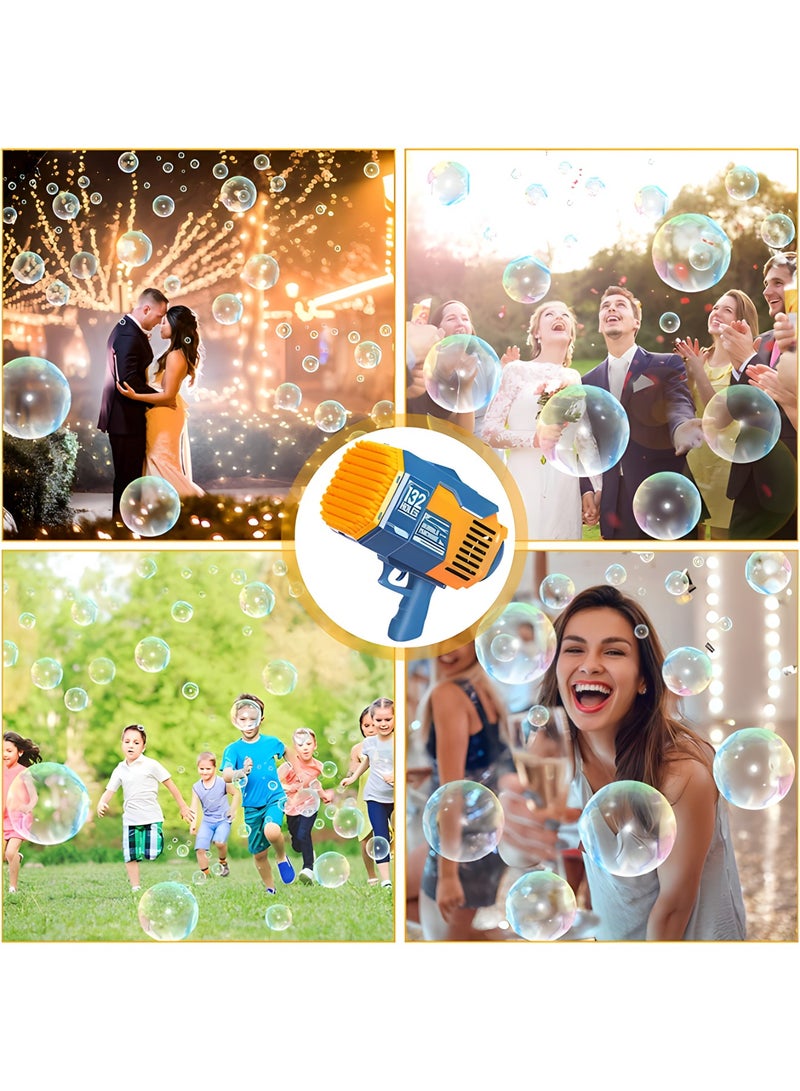 Bubble Gun, Upgraded 132-hole Bubble Machine Gun with Color Light, Bazooka Bubble Machine, Suitable for Children Adults, Indoor and Outdoor Birthday Wedding Party Events