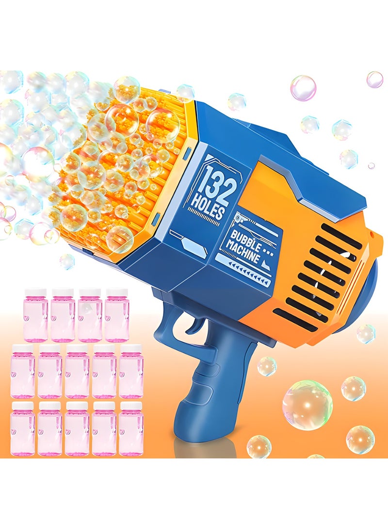 Bubble Gun, Upgraded 132-hole Bubble Machine Gun with Color Light, Bazooka Bubble Machine, Suitable for Children Adults, Indoor and Outdoor Birthday Wedding Party Events