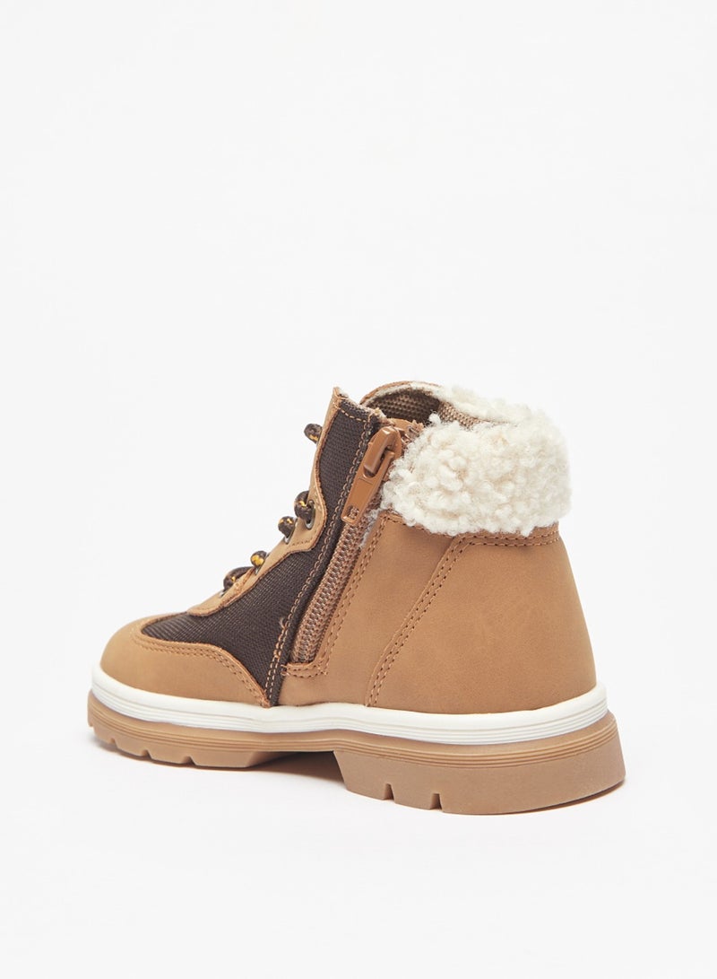 Boys' Paneled High Top Boots With Zip Closure