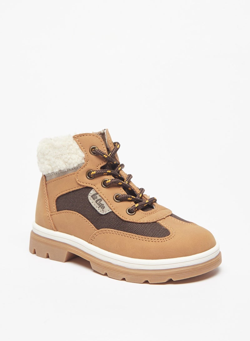 Boys' Paneled High Top Boots With Zip Closure