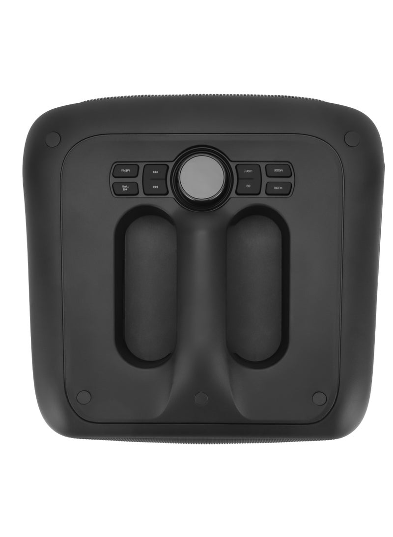 Geepas Portable & Rechargeable Party Speaker With EQ Setting, FM Radio, LED Light, LINE/USB/TF Card/AUX, TWS Connection, Bluetooth, Wireless Microphone, Remote Control, Woofer, Tweeter & Power Adapter
