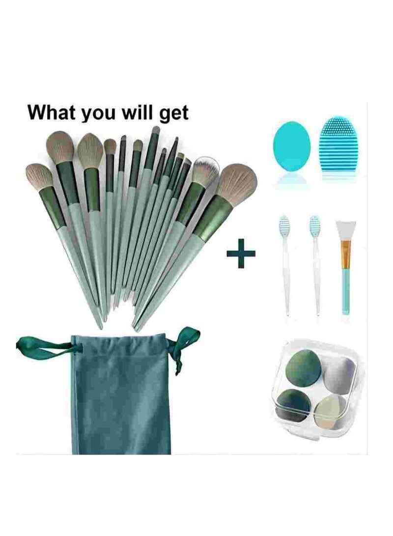 COOLBABY Makeup Brush 22 Makeup Sets, Foundation Brush Eyeshadow Brush Makeup Brush Set (Green,22 Sets)