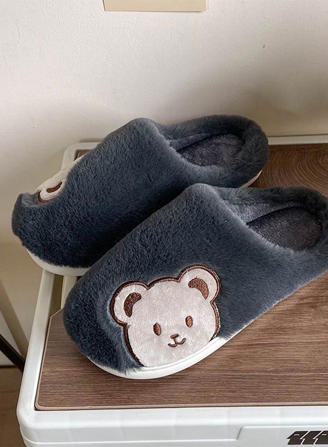 Soft Bottom Bear Design Warm Cotton Bedroom Slippers