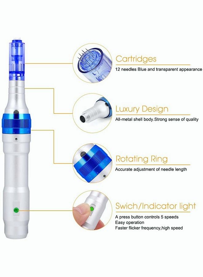 Cordless A6 Microneedle Pen With 2 Batteries, 2 Replacement Needles