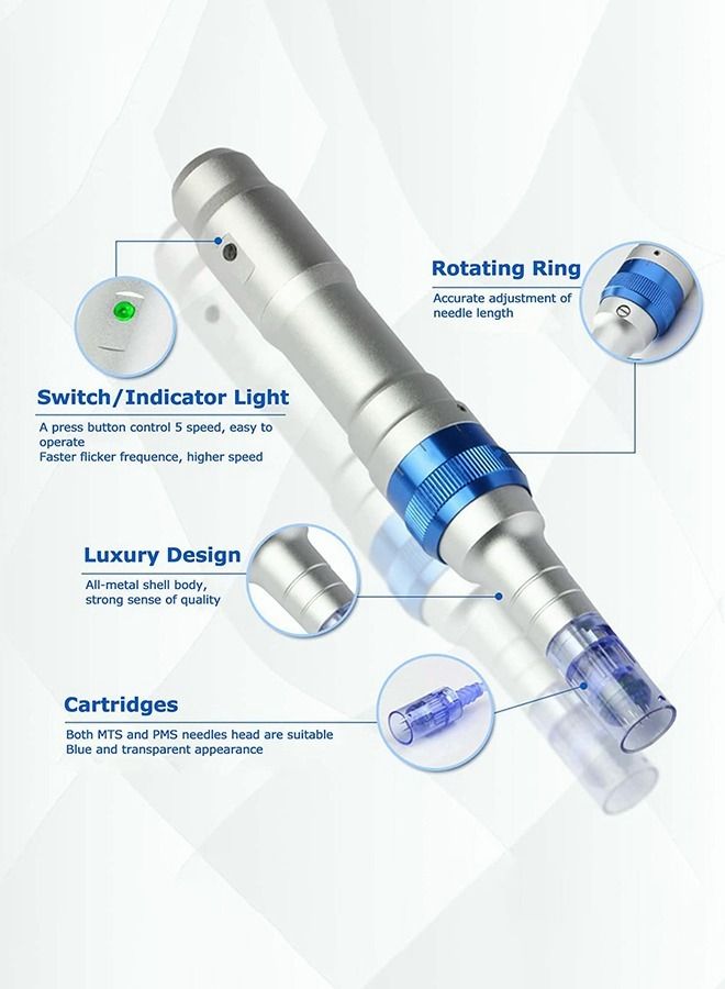 Cordless A6 Microneedle Pen With 2 Batteries, 2 Replacement Needles