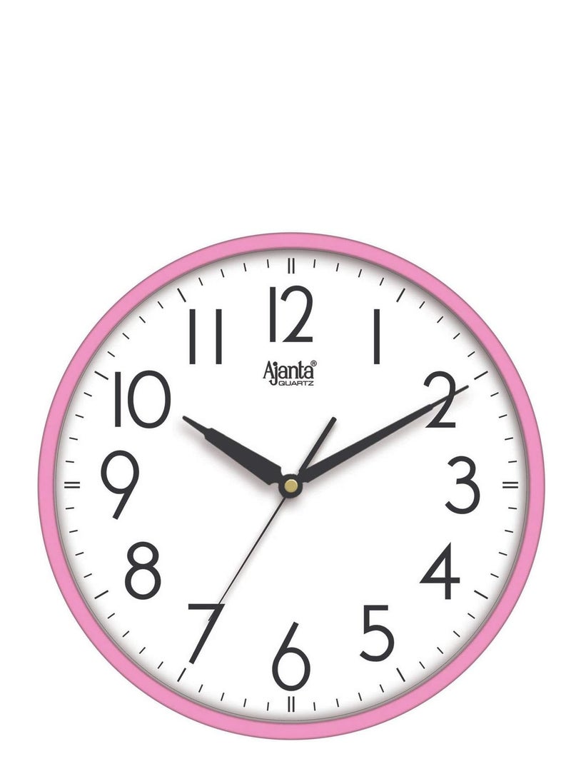 Quartz Step Movement White Finish Wall Clock (Pink)