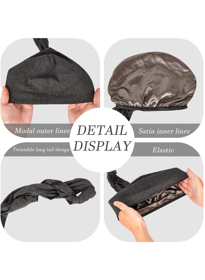 Turban for Men Turban Vintage Twist Head Wraps for Men Stretch Modal and Satin Turban Scarf Tie for Hair 2 Pcs