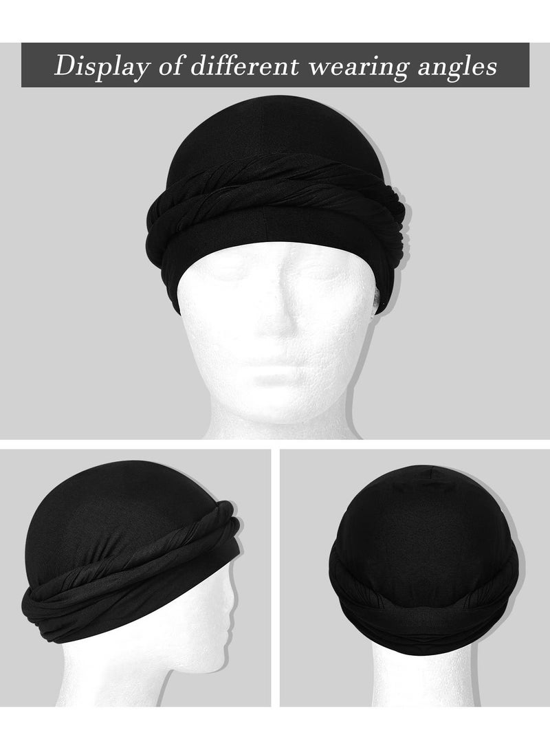 Turban for Men Turban Vintage Twist Head Wraps for Men Stretch Modal and Satin Turban Scarf Tie for Hair 2 Pcs