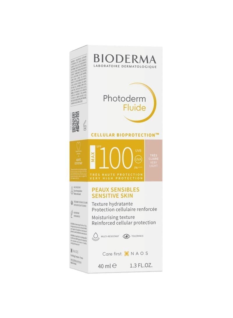 Photoderm Fluide Max Spf100 Very Light Tint Maximum Sensory Protection For Sensitive Skin 40ml