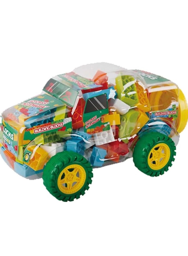 Baybee 2 in 1 Shape Sorting Building Blocks Set With Car Toy For Kids , Vehicle Sorting Shapes Learning Educational Toys For Kids , Color Learning Stacking Blocks Toys For Toddlers Kids for 1 to 2 Years