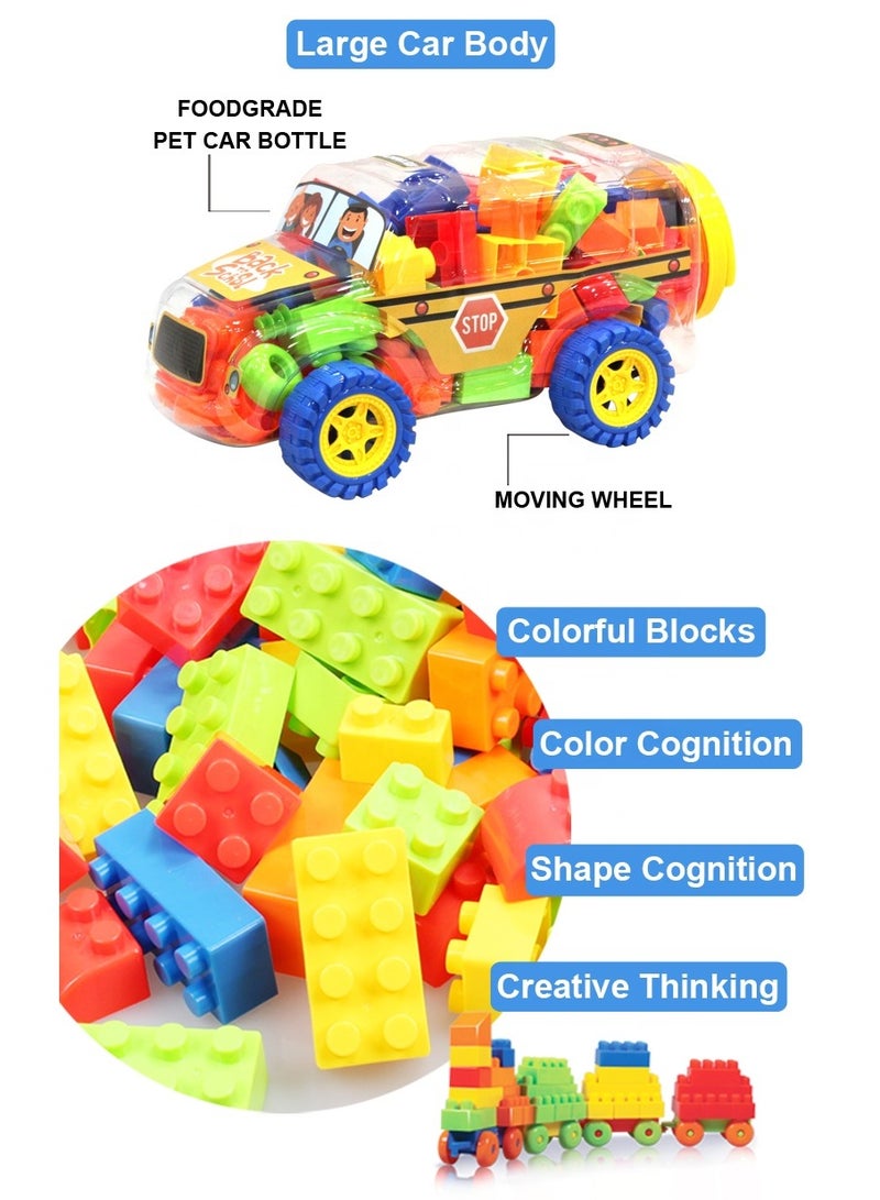 Baybee 2 in 1 Shape Sorting Building Blocks Set With Car Toy For Kids , Vehicle Sorting Shapes Learning Educational Toys For Kids , Color Learning Stacking Blocks Toys For Toddlers Kids for 1 to 2 Years