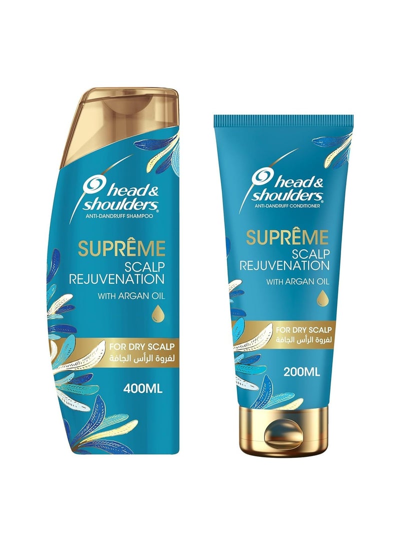 Supreme Anti-Dandruff Shampoo With Argan Oil For Dry Scalp Rejuvenation, 400ml + Conditioner 200ml