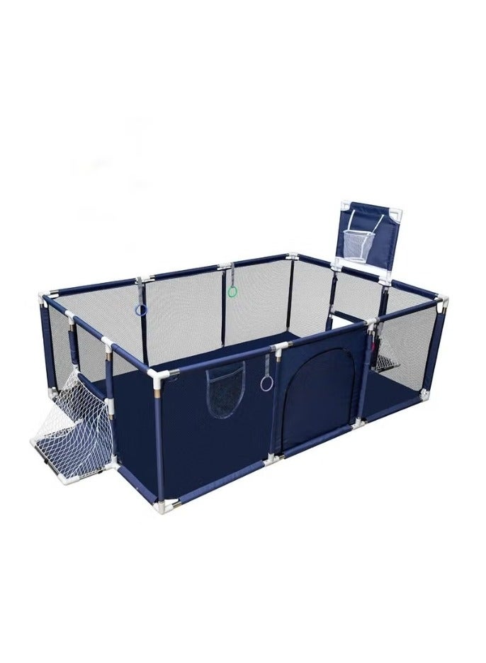 Safety Large Portable Play Pen For Twin, Baby And Toddler Indoor Outdoor Baby Playpen With Extra Tall Size, Fun Activities, Basketball Hoop & Matblue, Safe Play Pen
