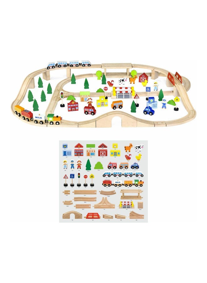 90-Piece Wooden Train Set