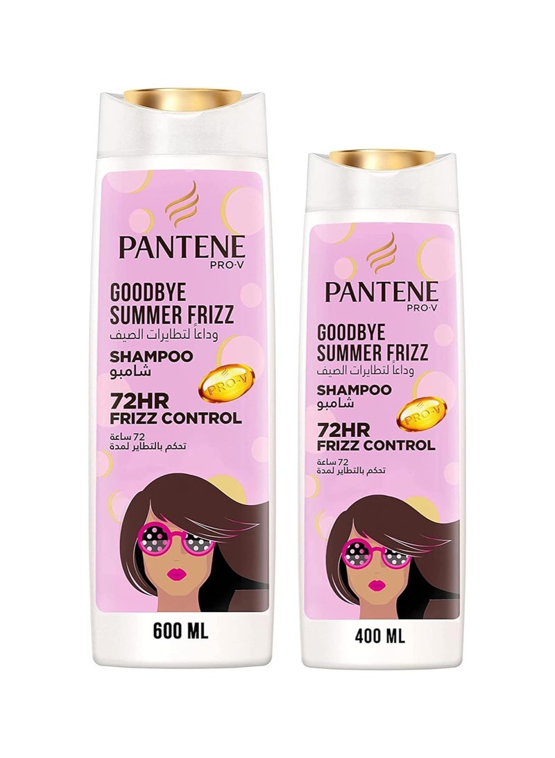 Pantene Pro-V Goodbye Summer Frizz Shampoo with 72H Control, Dual Pack of 600 ml + 400ml