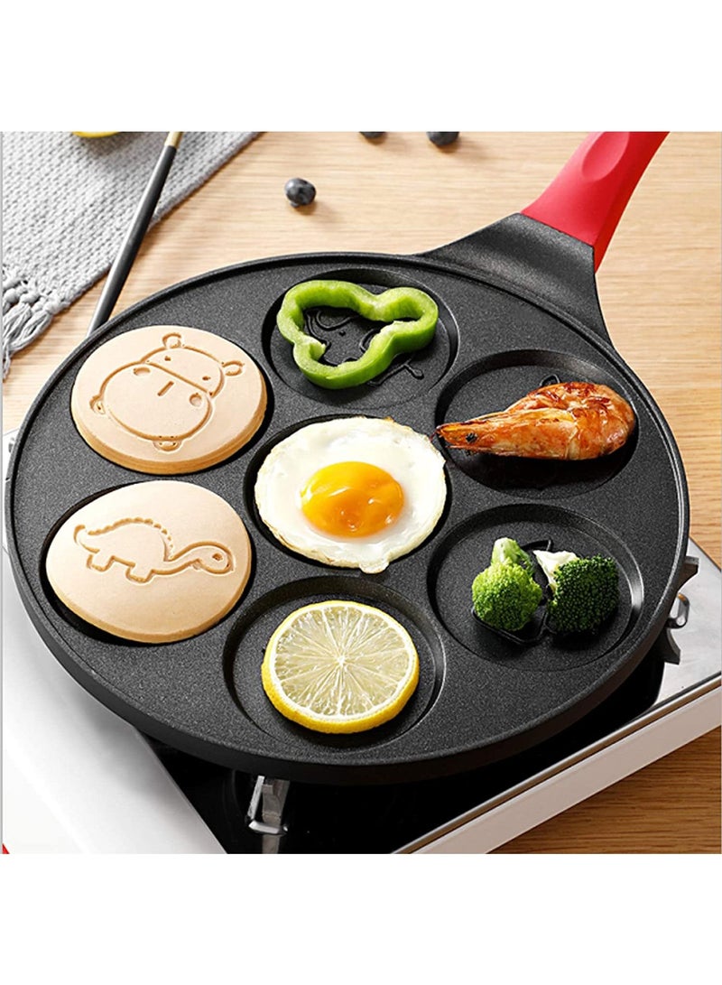 Round Ceramic Pancake,Pancake Pan with 7 Animal Face Designs - Pan with Nonstick Surface and Comfortable Handle Hope to make cute food for kids.