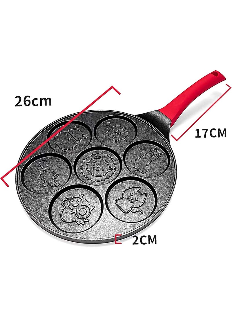 Round Ceramic Pancake,Pancake Pan with 7 Animal Face Designs - Pan with Nonstick Surface and Comfortable Handle Hope to make cute food for kids.