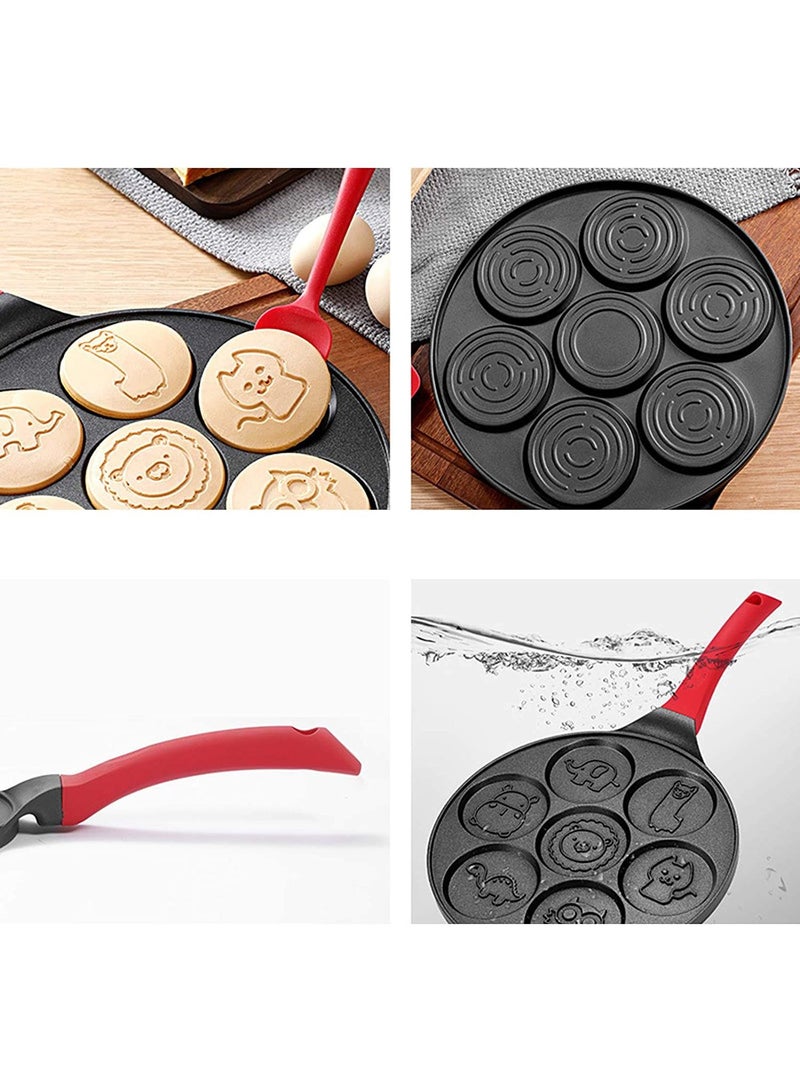 Round Ceramic Pancake,Pancake Pan with 7 Animal Face Designs - Pan with Nonstick Surface and Comfortable Handle Hope to make cute food for kids.