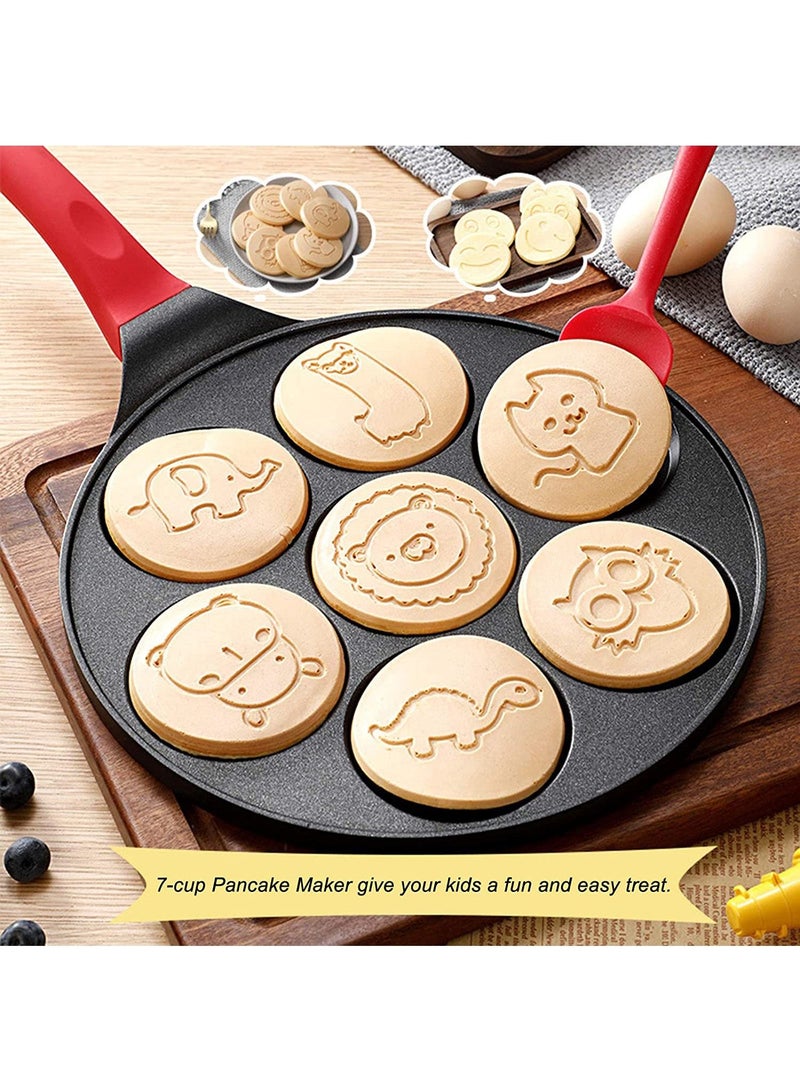 Round Ceramic Pancake,Pancake Pan with 7 Animal Face Designs - Pan with Nonstick Surface and Comfortable Handle Hope to make cute food for kids.