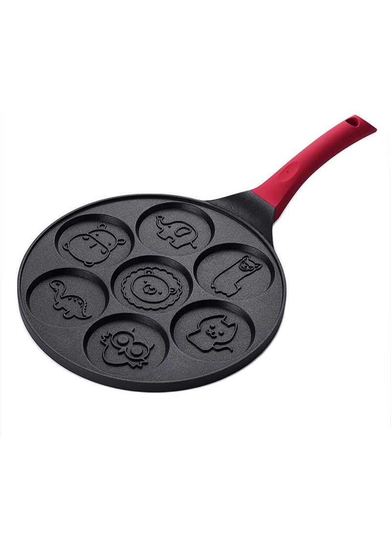 Pancake Pan with 7 Animal Face Designs - Round Ceramic Pancake Pan with Nonstick Surface and Comfortable Handle Hope to make cute food for kids.