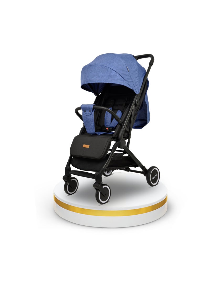 Baby Stroller 0 To 36 Months Storage Basket One -Hand Fold Design 5 Point Safety Harness Eva Wheels Black Blue