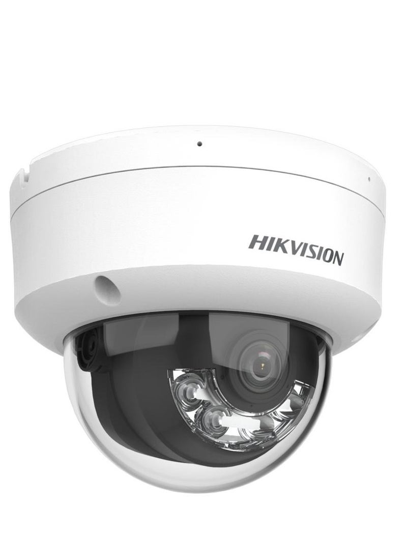 2 MP Smart Hybrid Light Fixed Dome Network Camera, 2.8mm Lens, H.265+ Compression, Built-in Mic, Up to 30M IR Range, Built-in Mic, IP67 Water & Dust Resistant, DS-2CD1123G2-LIU