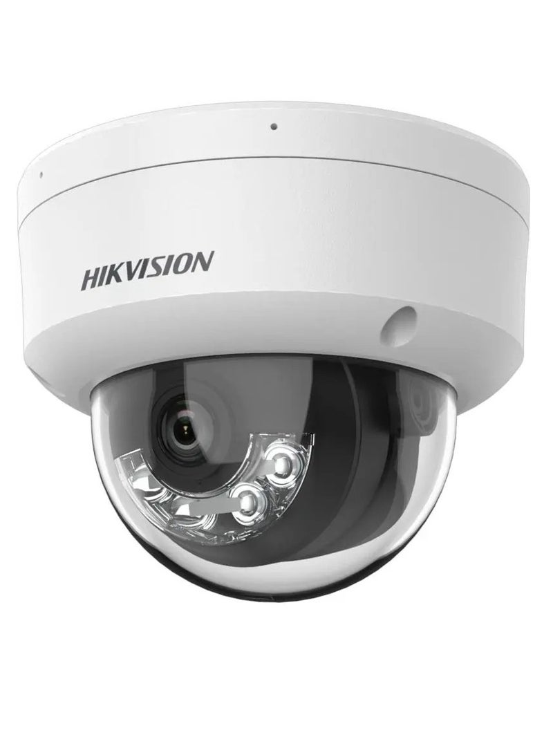 2 MP Smart Hybrid Light Fixed Dome Network Camera, 2.8mm Lens, H.265+ Compression, Built-in Mic, Up to 30M IR Range, Built-in Mic, IP67 Water & Dust Resistant, DS-2CD1123G2-LIU