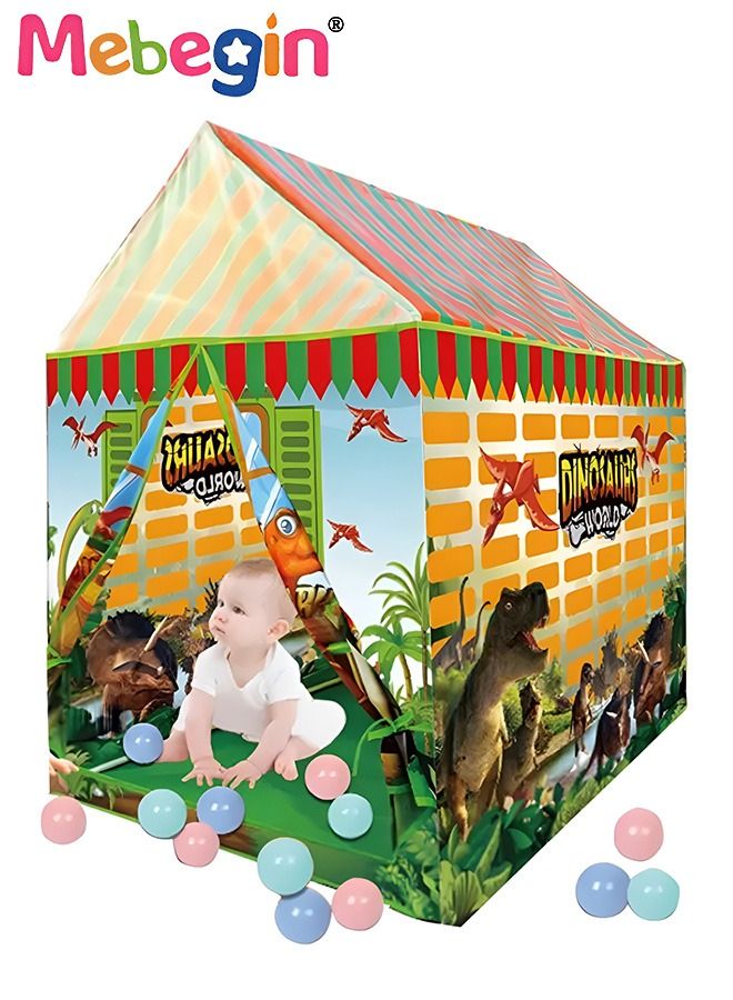 Dinosaur Play Tent Playhouse for Boys and Girls with 20 Balls,85*62*95cm Exceptional Dinosaur Themed Pop Up Fort for Imaginative Indoor and Outdoor Games