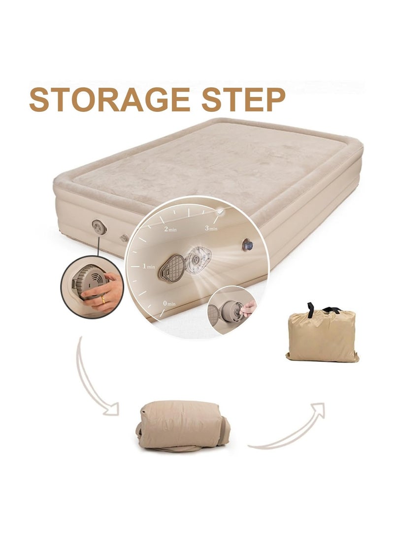 Automatic Inflatable Mattress Flocked Sleeping Mat Camping Moisture-Proof Mat Outdoor Camping Air Mattress Bed Tent Floor Mat Suitable for Indoor and Outdoor Use (Double Mattress)