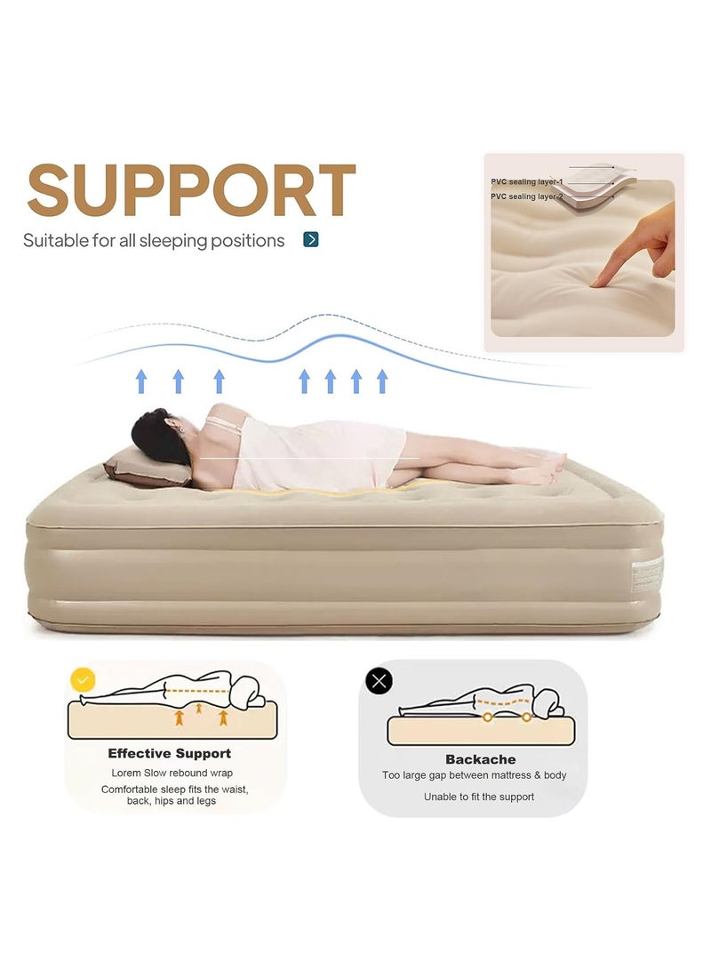 Automatic Inflatable Mattress Flocked Sleeping Mat Camping Moisture-Proof Mat Outdoor Camping Air Mattress Bed Tent Floor Mat Suitable for Indoor and Outdoor Use (Double Mattress)