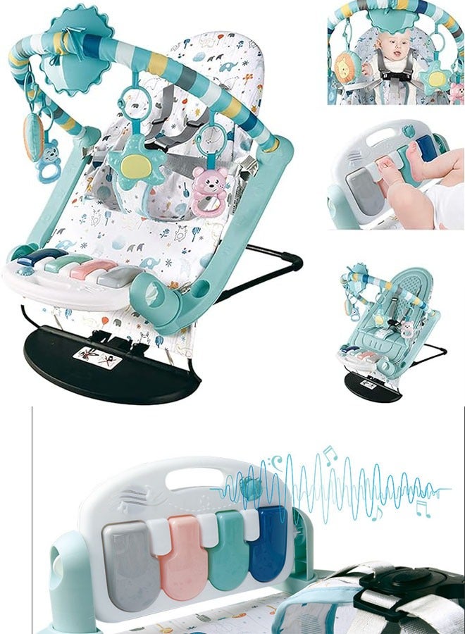 Baby rocking chair with pedal piano and hanging toy