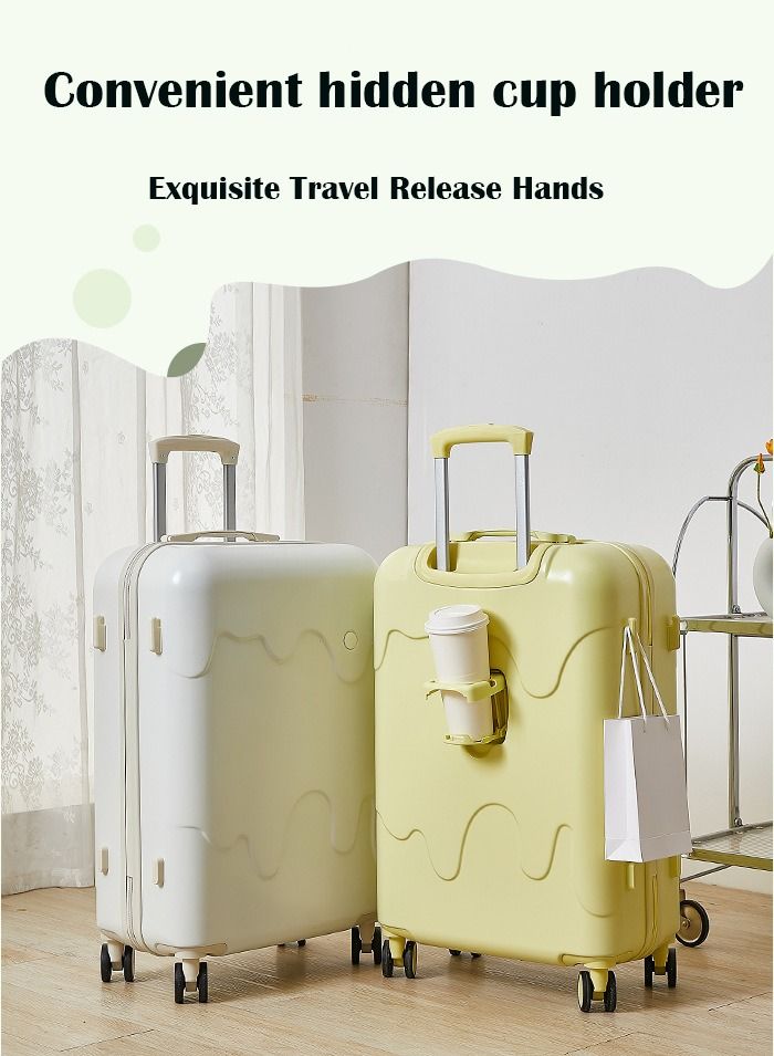 Lce-Cream Luggage, Trolley Bags High-Color Boarding Box Mute Universal Wheel Sturdy Travel Password Box（Black）