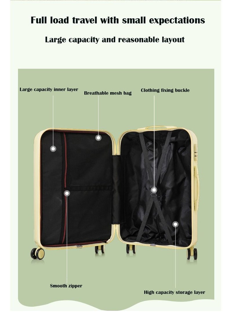 Lce-Cream Luggage, Trolley Bags High-Color Boarding Box Mute Universal Wheel Sturdy Travel Password Box（Black）