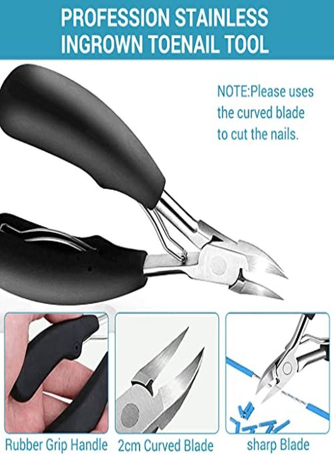 Ingrown Toenail Clippers For Ingrown Or Thick Toenails, 9Pcs Stainless Steel Toe Nail Clipper For Men & Seniors, Professional Pedicure Clippers Kit With Nail File