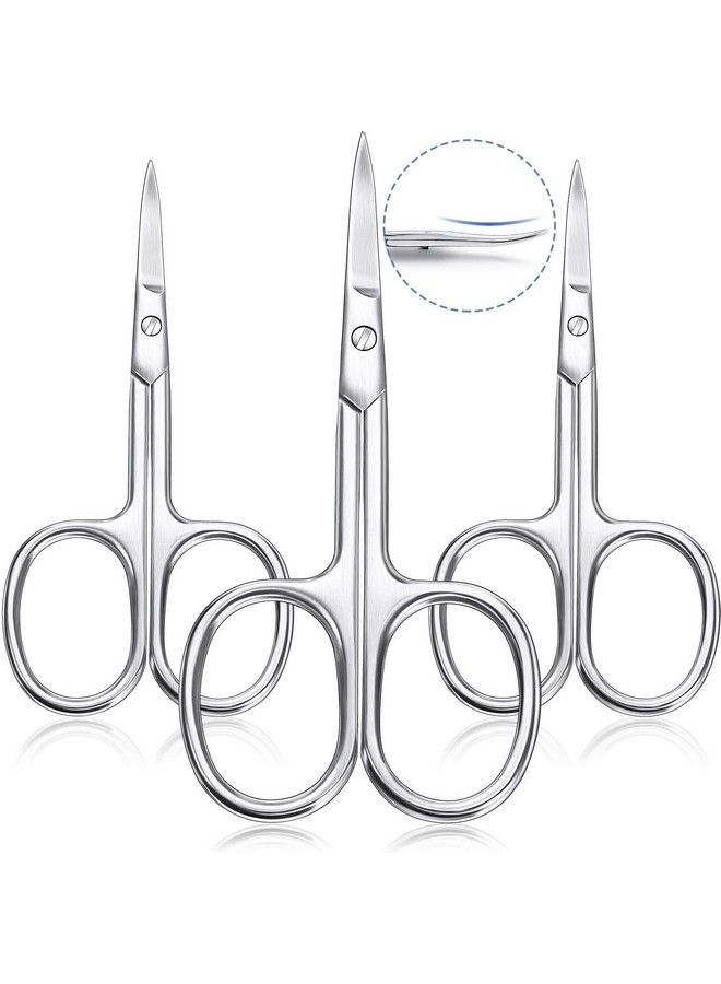 3 Pieces Cuticle Curved Scissors Manicure Scissors Stainless Steel Facial Hair Grooming Scissors Multipurpose Curved Craft Scissors Cuticle Scissors For Nail Eyebrow Eyelash Dry Skin Curved Blade