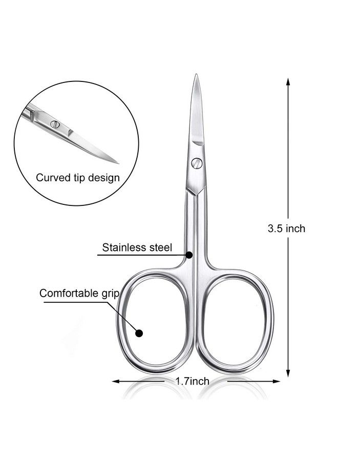 3 Pieces Cuticle Curved Scissors Manicure Scissors Stainless Steel Facial Hair Grooming Scissors Multipurpose Curved Craft Scissors Cuticle Scissors For Nail Eyebrow Eyelash Dry Skin Curved Blade