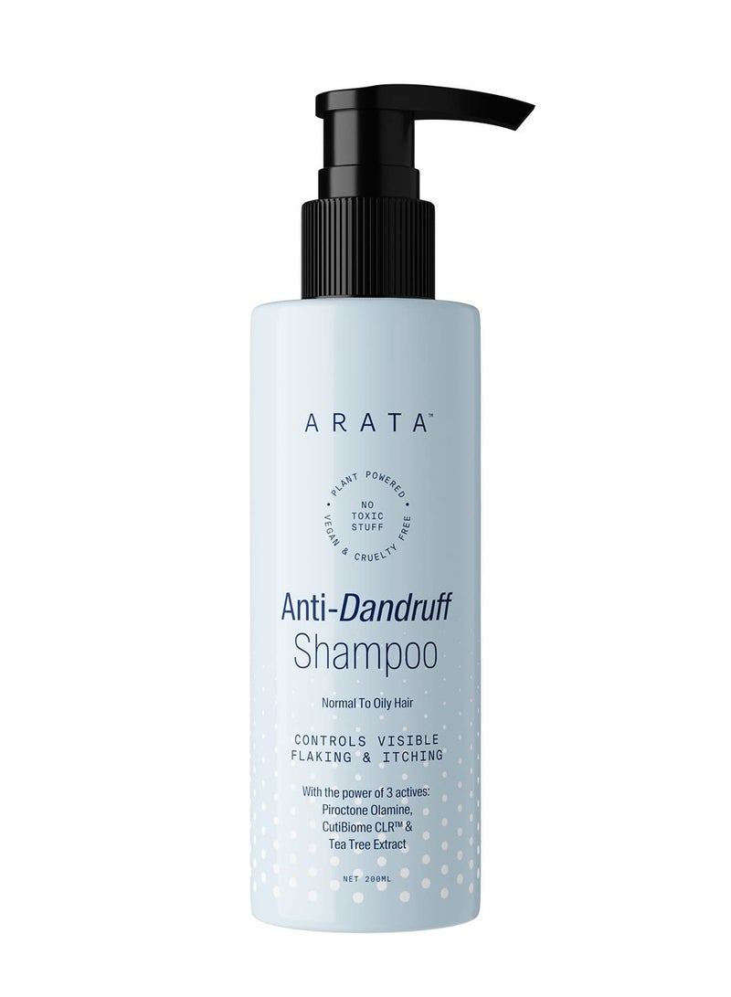 Arata Anti Dandruff Shampoo 200 ML For Normal To Oily Hair With Tea Tree Oil Treats Dandruff Effectively Takes Care Of Dry Flaky Scalp