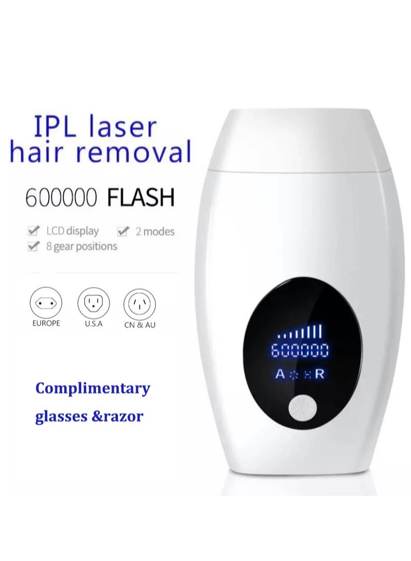 IPL Laser Hair Removal Device Permanent Painless 600,000 Flashes And 8 Energy Levels Facial Body Professional Laser Hair Removal