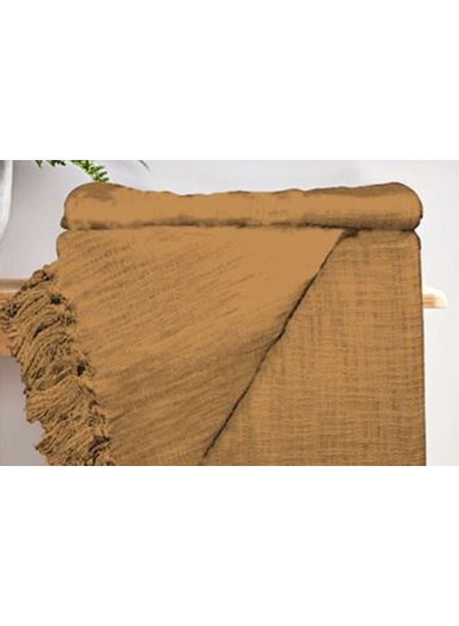 Barcela Solid Throw With Fringes 150X200Cm Ochre