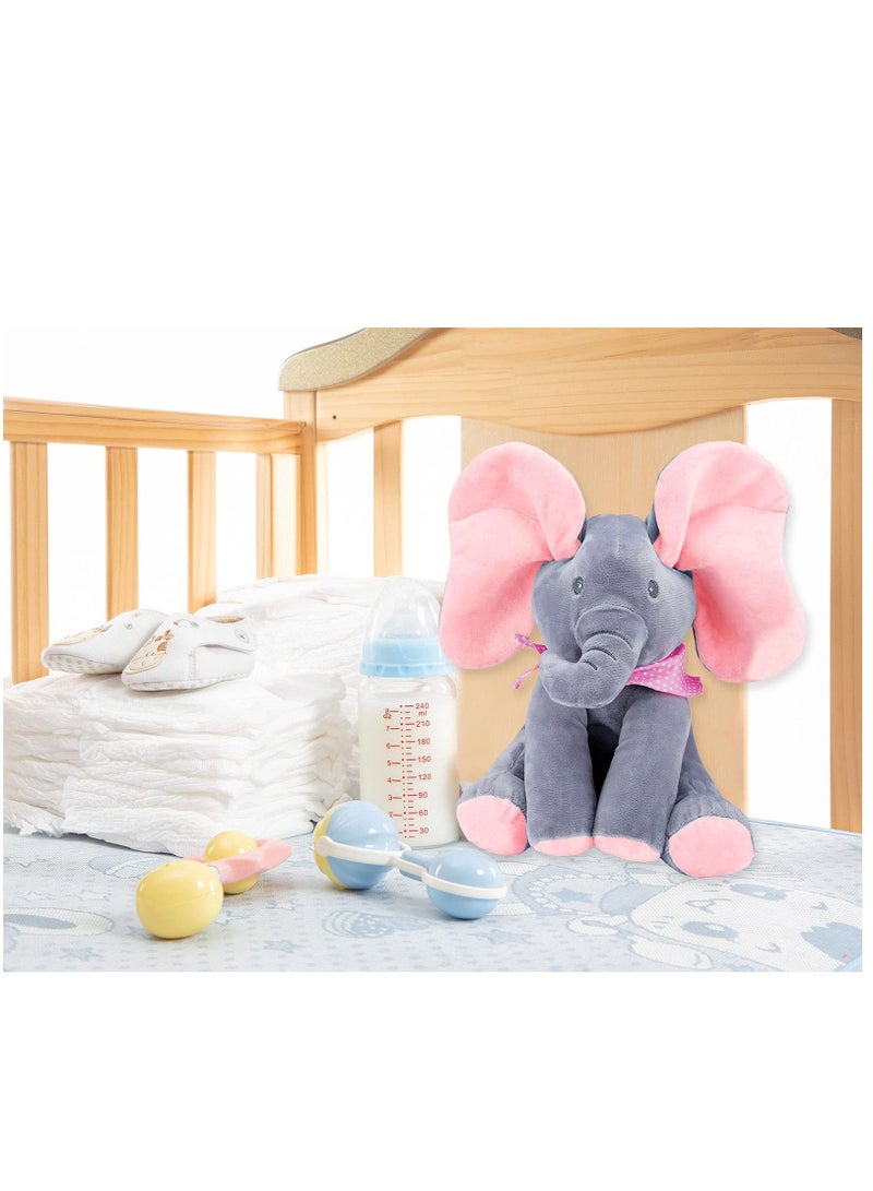 COOLBABY Animated Elephant Toys Plush Singing Elephant With Ears Moving Electric Plush Toy Adorable Elephant Stuffed Animal Toy For Baby's Gift Pink 12''