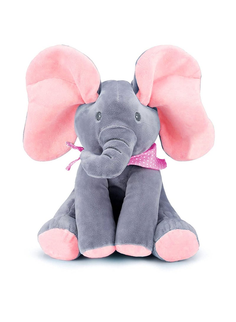 COOLBABY Animated Elephant Toys Plush Singing Elephant With Ears Moving Electric Plush Toy Adorable Elephant Stuffed Animal Toy For Baby's Gift Pink 12''