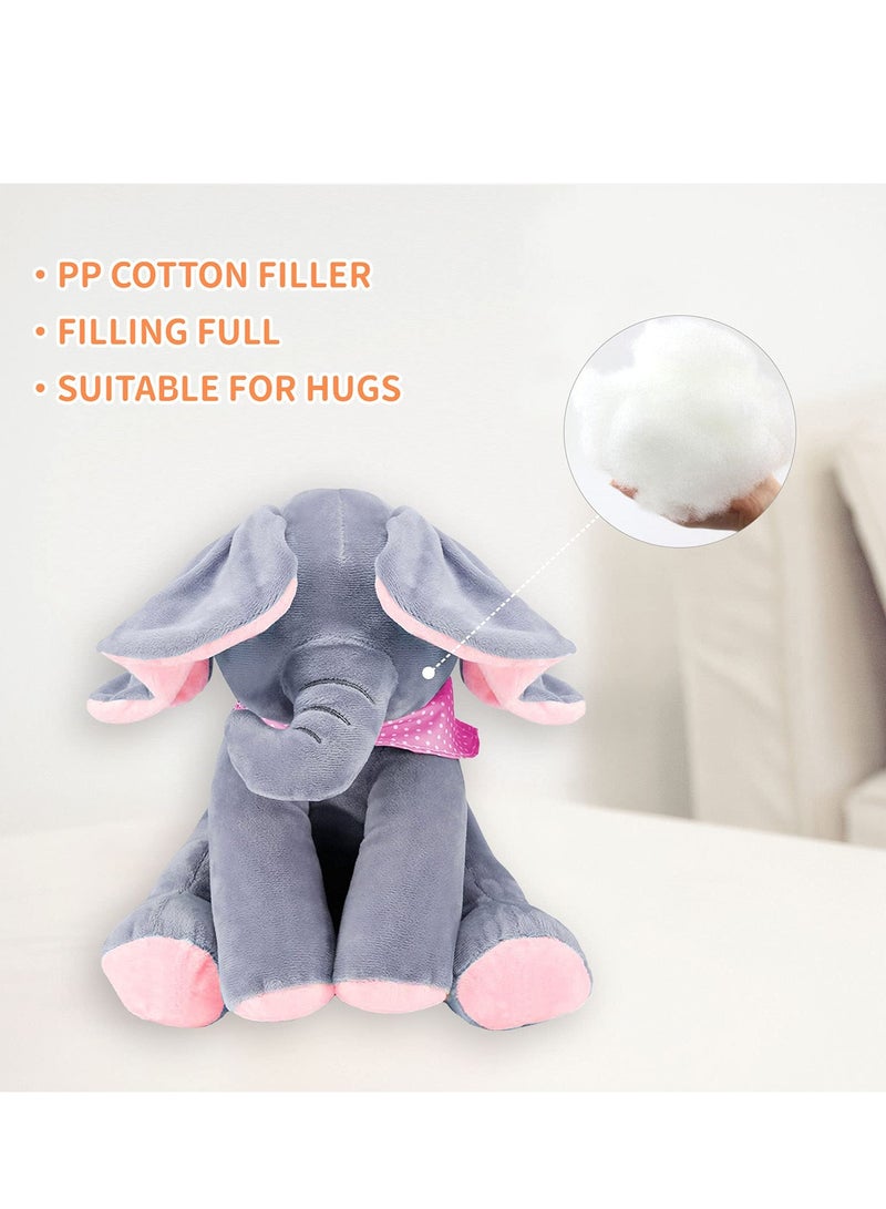 COOLBABY Animated Elephant Toys Plush Singing Elephant With Ears Moving Electric Plush Toy Adorable Elephant Stuffed Animal Toy For Baby's Gift Pink 12''