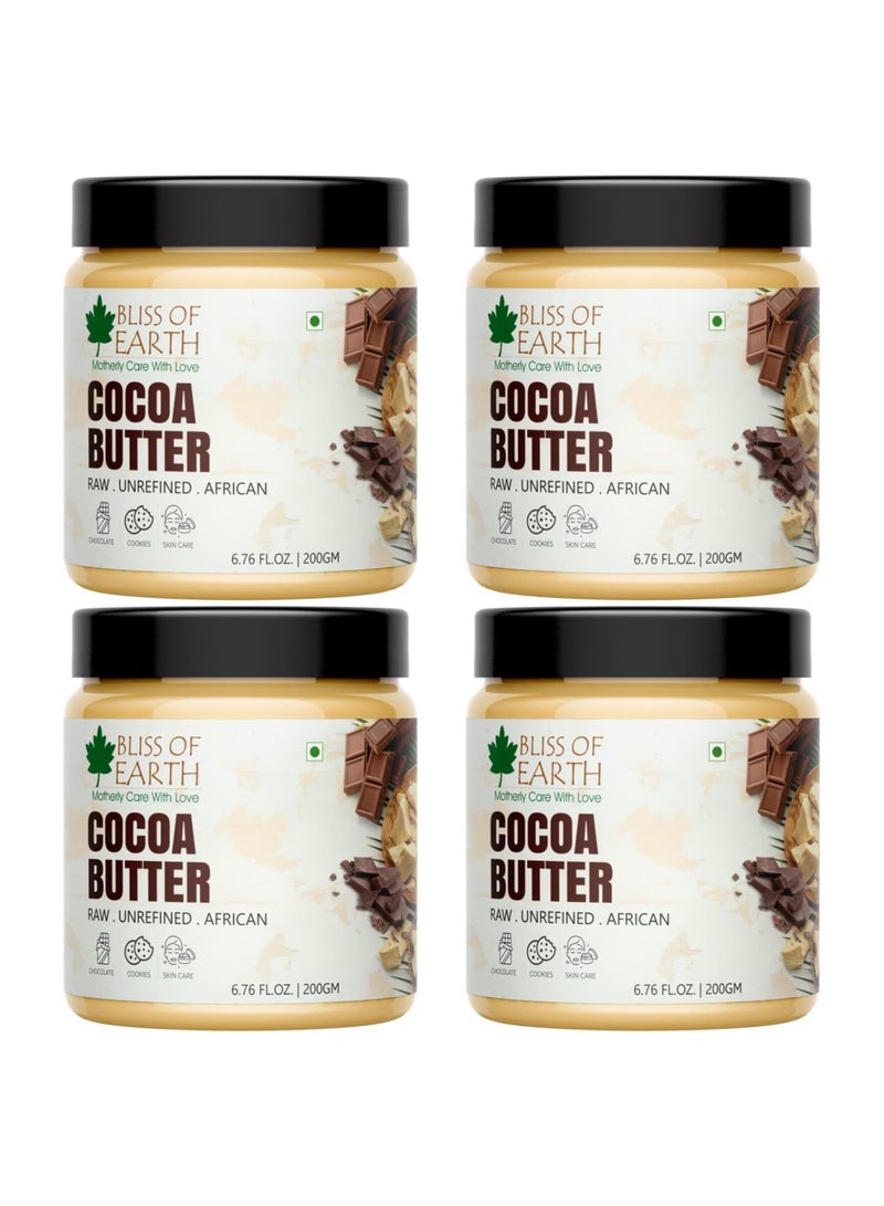 Cocoa Butter 100% Pure Organic Raw 200GM Raw Unrefined  African Great For Face, Skin, Body, Lips, DIY products Pack of 4