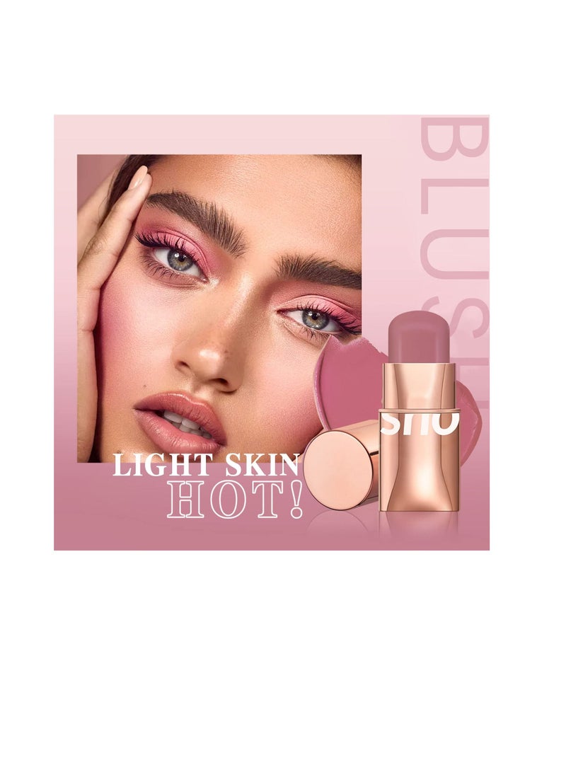 Cream Blush Stick, Long Wearing Waterproof Blush Face Stick, Matte Finish, Easy to Use on The Go, Blends Effortlessly (Pink)