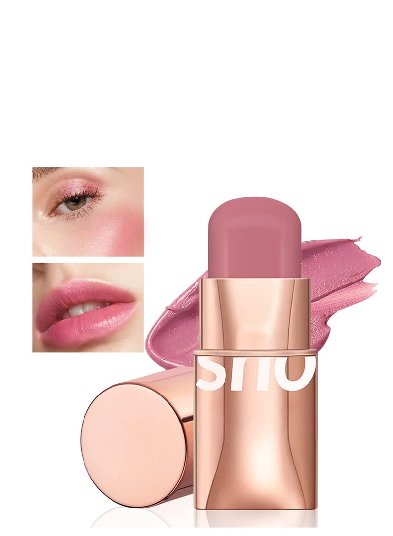 Cream Blush Stick, Long Wearing Waterproof Blush Face Stick, Matte Finish, Easy to Use on The Go, Blends Effortlessly (Pink)