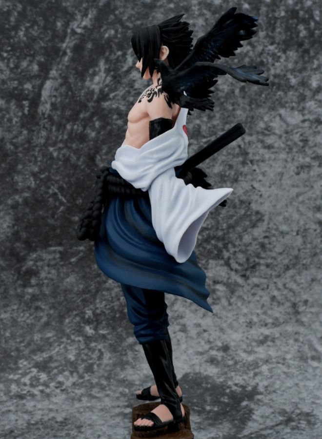 Naruto Uchiha Sasuke Action Figure with Base, Uchiha Sasuke Figure Toy, Anime Realistic Statue Figure, Super Collectible Model Statue Anime Figure Toy 27CM