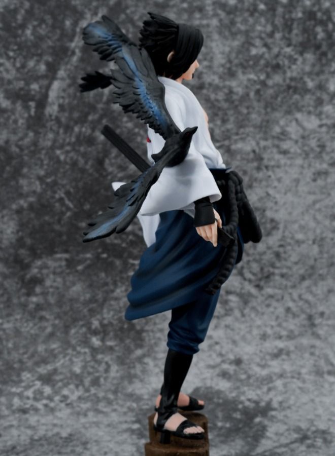 Naruto Uchiha Sasuke Action Figure with Base, Uchiha Sasuke Figure Toy, Anime Realistic Statue Figure, Super Collectible Model Statue Anime Figure Toy 27CM